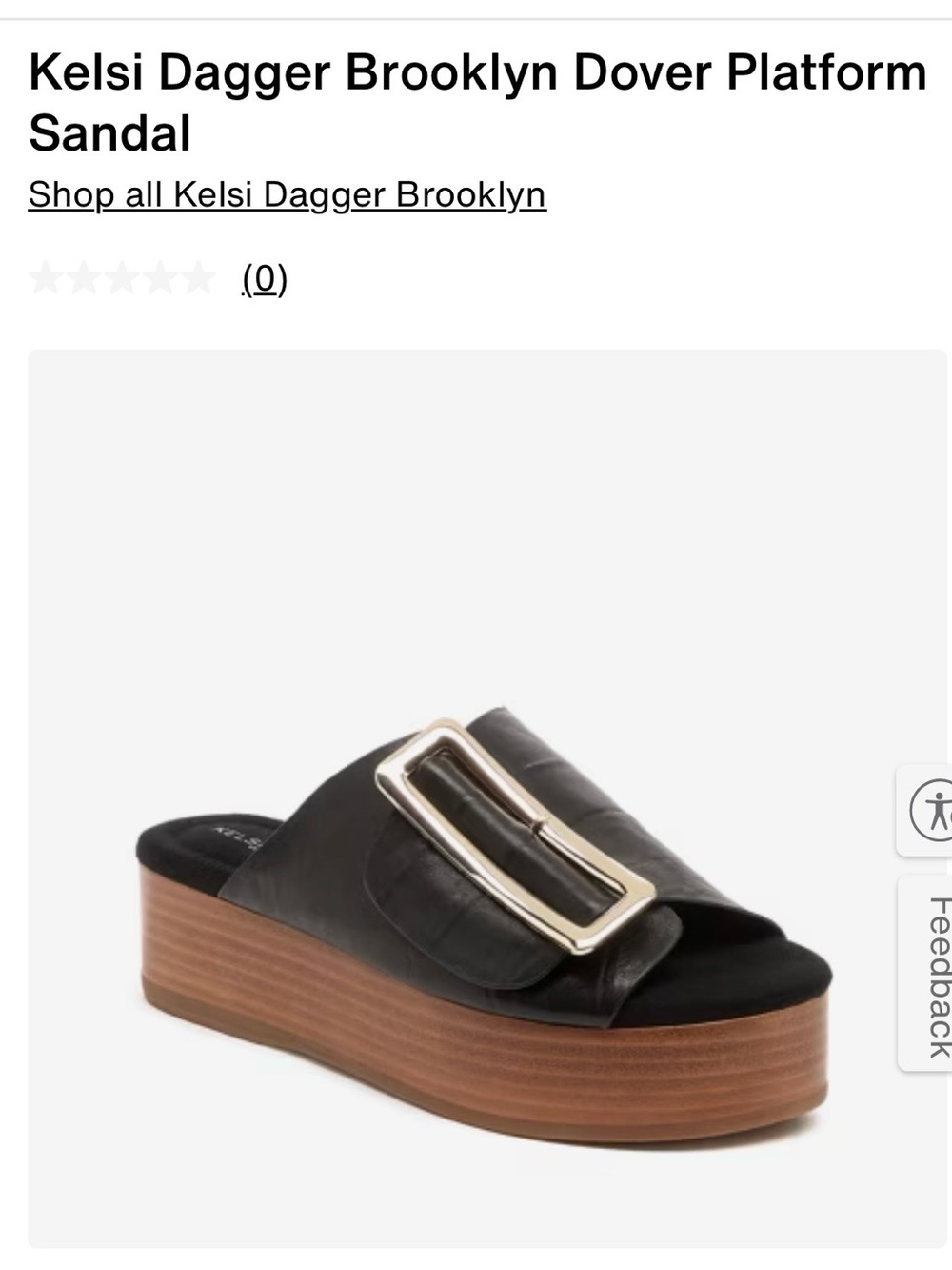 Kelsi Dagger Black Platform Sandal with Silver Buckle